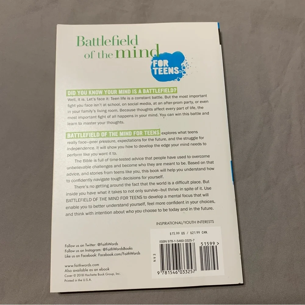 Battlefield of the Mind for Teens - Blue and Green‎ Edition